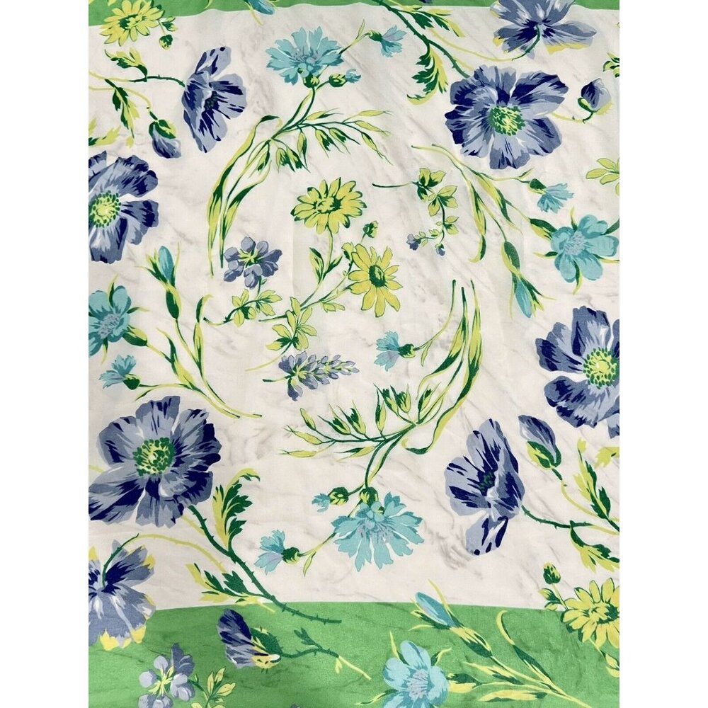 LAURA ASHLEY Scarf Chiffon Blue Green Yellow Flowers Floral Made Italy 33” X 33” - Picture 4 of 8